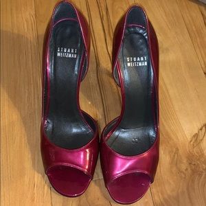 Stuart Weitzman Patent Leather Open-toe Pumps